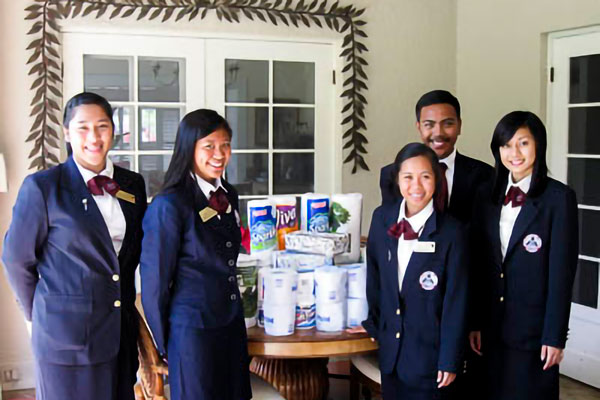 Preparing donations into a dinner for the families.