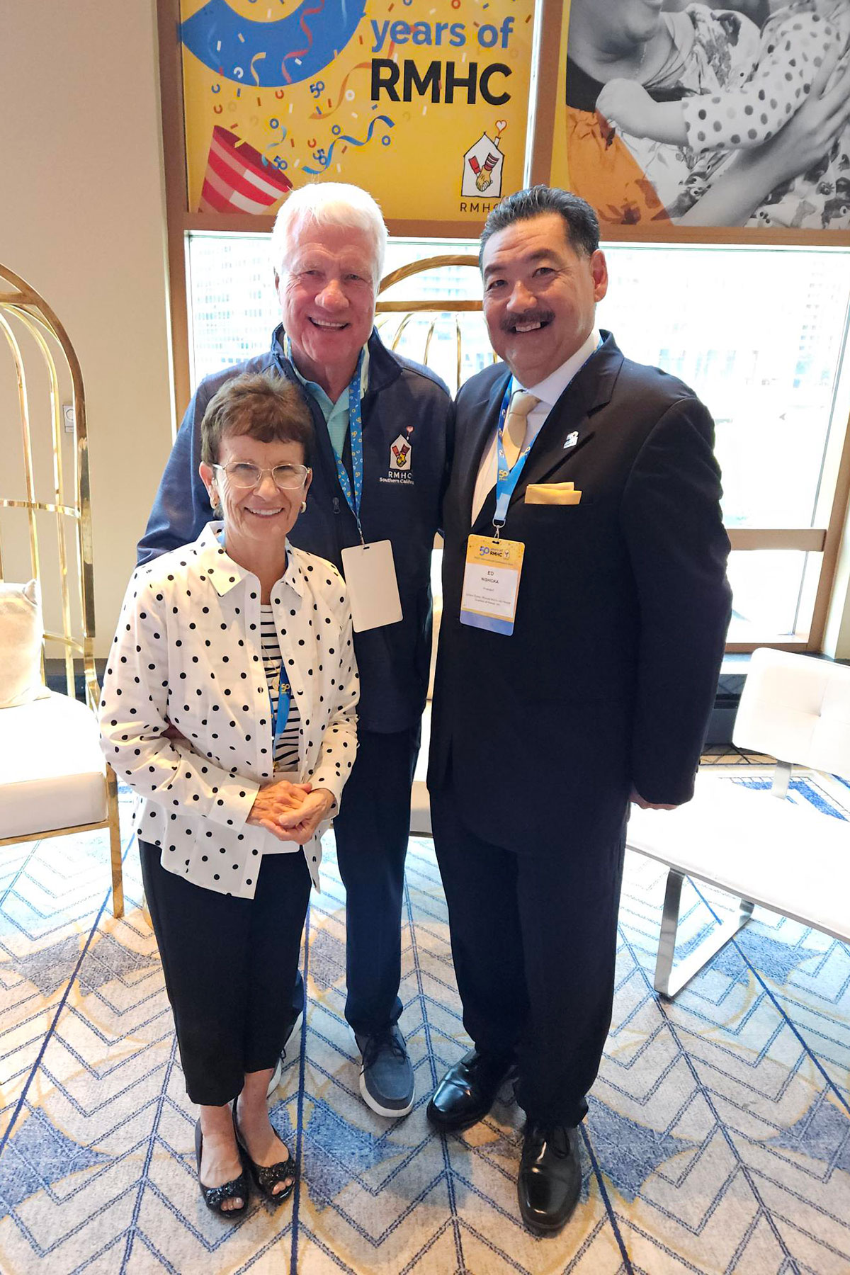 RMHC-HI President & CEO Ed Nishioka with Fred and Fran at the 50th Anniversary International Conference in Chicago.